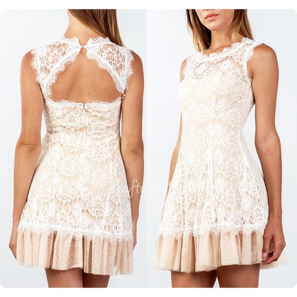 Casting LA Dresses & Skirts - Last☝️Ivory Eyelash Lace Tulle Cocktail Cute Dress
